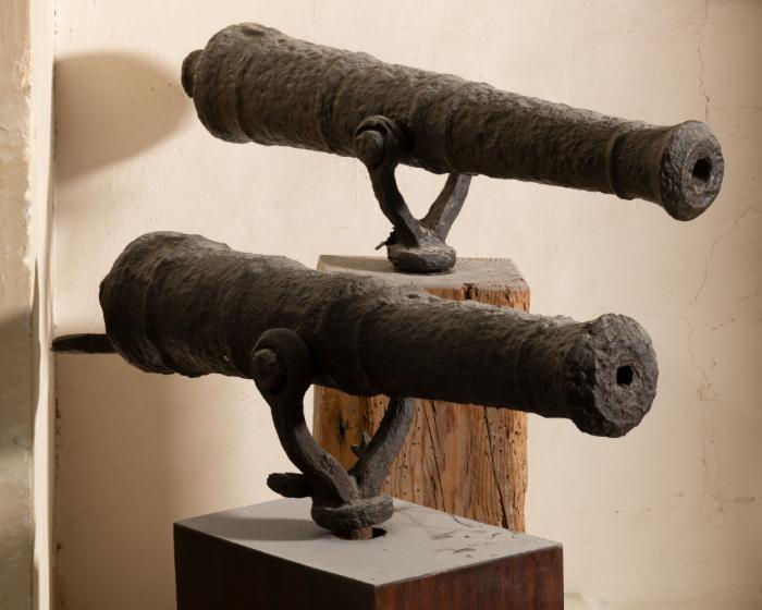 Two muzzle-loading swivel guns