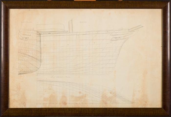 Ink drawing of the Laying off of fore body of the ship 'Ister'