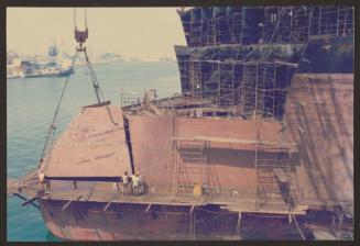 Ship block installation on Ship "Skyron" during repairs at Malta Drydocks