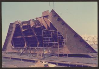 Ship block ready for erection on Ship "Skyron" during repairs at Malta Drydocks