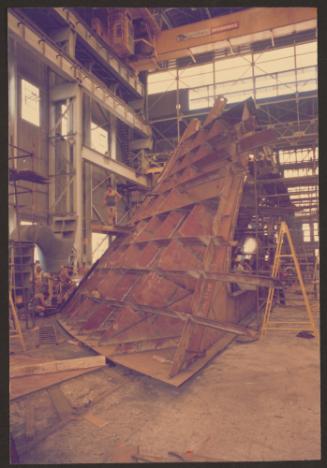 Ship block fabrication in workshop of Malta Drydocks