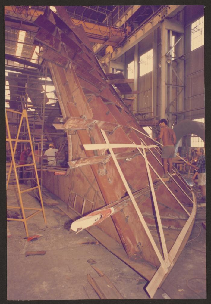 Ship block fabrication in workshop of Malta Drydocks