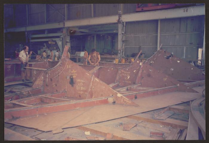 Ship block fabrication in workshop of Malta Drydocks