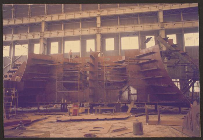 Ship block fabrication in workshop of Malta Drydocks