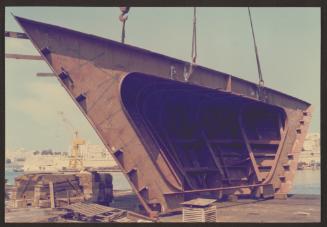 Ship block ready for erection on Ship "Skyron" during repairs at Malta Drydocks