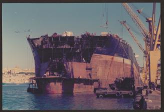 Ship "Skyron" repairs alongside boiler wharf at Malta Drydocks