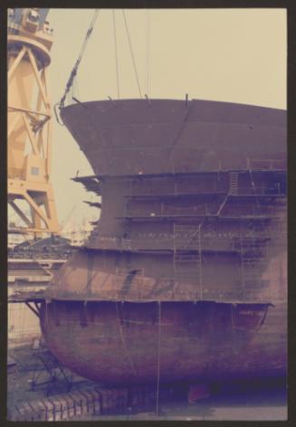 Ship "Skyron" block installation during repairs at Malta Drydocks