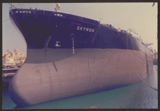 Ship-"Skyron" alfoat in No 6 dock at Malta Drydocks after completion of repairs