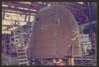 Ship bulbous bow fabrication in workshop at Malta Drydocks