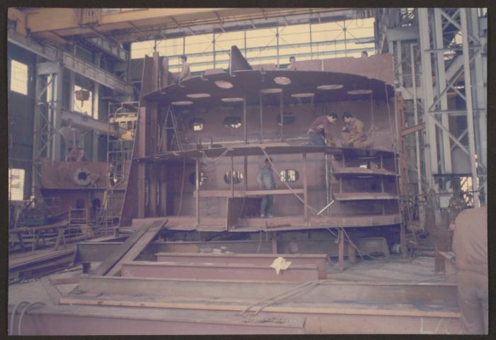 Ship block fabrication in workshop at Malta Drydocks