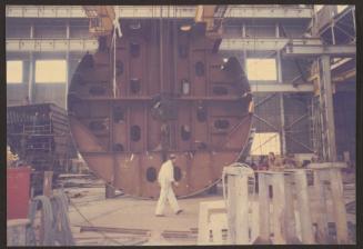 Ship block fabrication in workshop at Malta Drydocks
