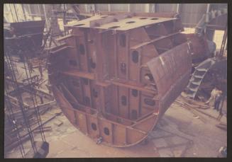 Ship block fabrication in workshop at Malta Drydocks