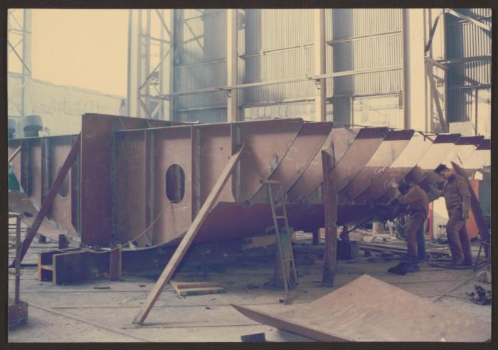 Ship block fabrication in workshop at Malta Drydocks