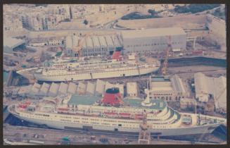 Ship "Cunard Countess" and Ship "Vistafjord" aerial view