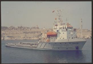 Malta Drydocks Newbuilding Supply ship for China sailing in Valletta Grand Harbour