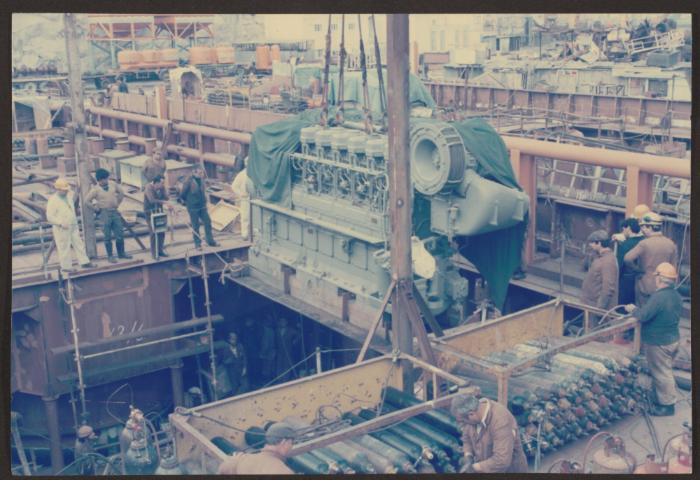 Installation of engines on supply ships for China during newbuilding at Malta Drydocks