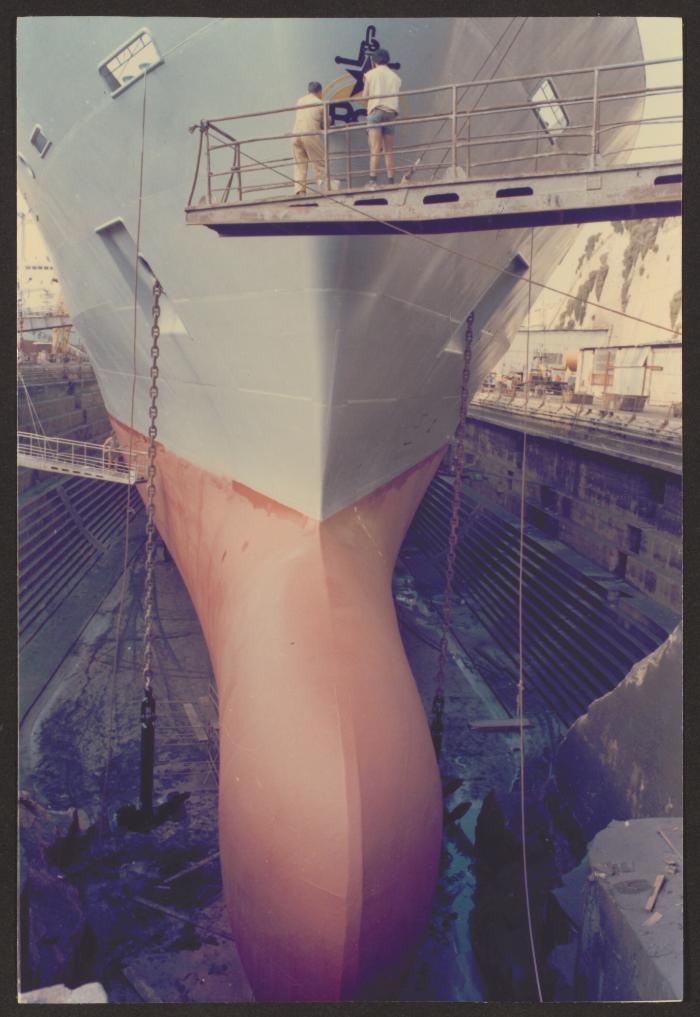 Unidentified ship in drydock at Malta Drydocks