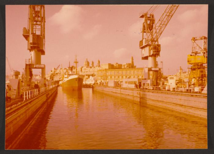 Ship "Gudja" test docking on floating dock for Libya built by Malta Drydocks
