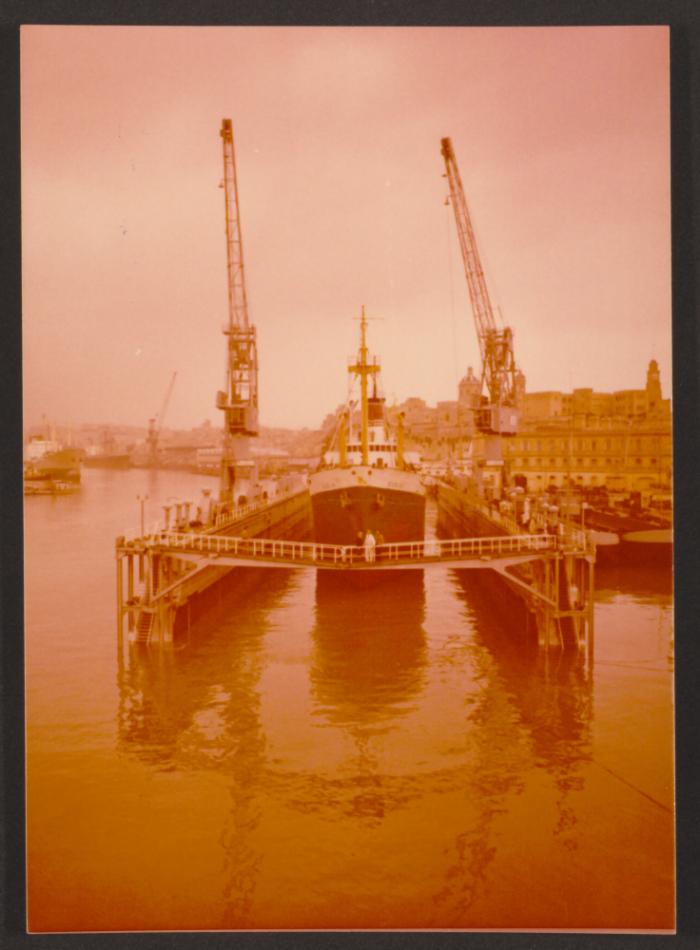 Ship "Gudja" test docking on floating dock for Libya built by Malta Drydocks