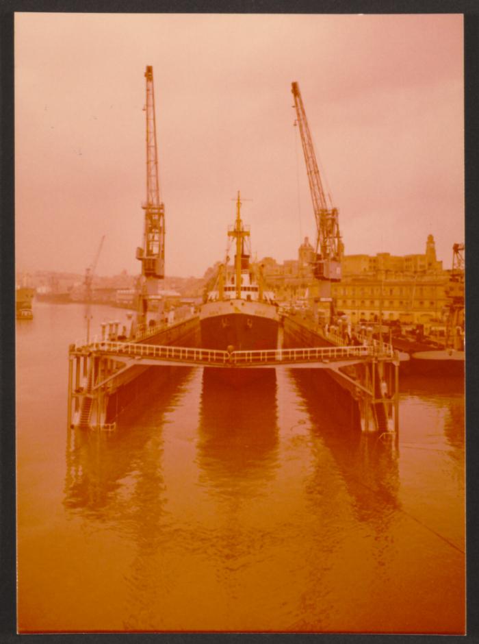 Ship "Gudja" test docking on floating dock for Libya built by Malta Drydocks