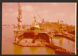 Ship "Gudja" test docking on floating dock for Libya built by Malta Drydocks