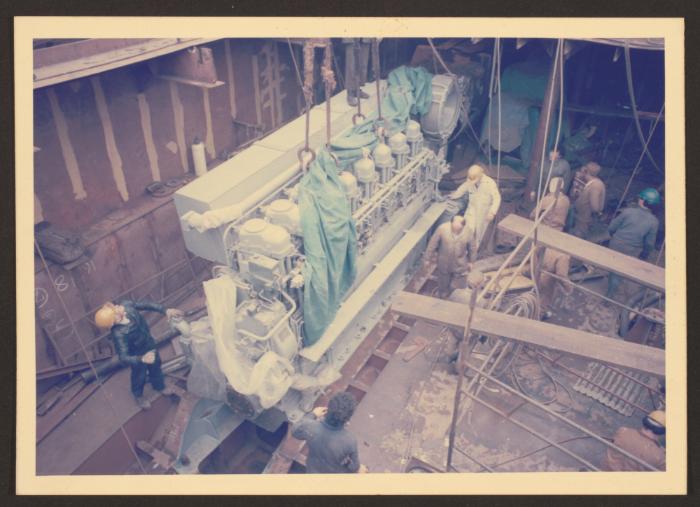 Installation of engines on supply ship for China at Malta Drydocks