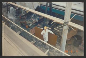 Yacht "Atlantide" at Manoel Island Yacht Yard (Malta) - ship repair manager Joseph Degabriels waiting for next instructions.