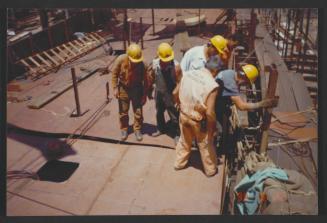 Yacht "Atlantide" at Manoel Island Yacht Yard (Malta) -  fitting of prefabricated deck.