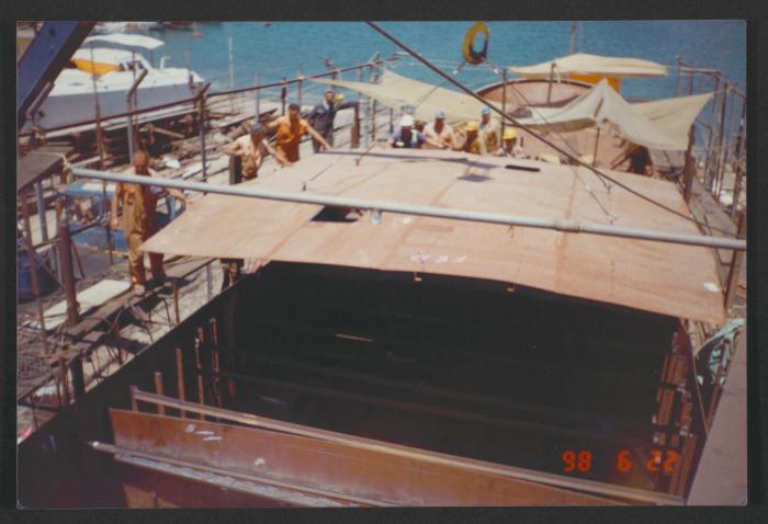 Yacht "Atlantide" at Manoel Island Yacht Yard (Malta) -  main deck fitting.