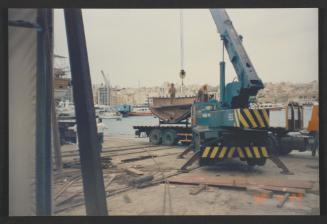 "Atlantide" aft section transported to Manoel Island Yacht Yard (Malta) on slip way no 2.