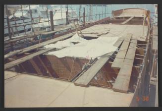 Yacht "Atlantide" at Manoel Island Yacht Yard (Malta) -  prefabricate aft section arrival after being manufactured at Malta Drydocks.