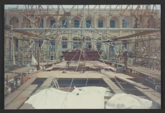 Yacht "Atlantide" at Manoel Island Yacht Yard (Malta) -  prefabricate aft section arrival after being manufactured at Malta Drydocks.