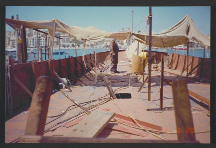 Yacht "Atlantide" at Manoel Island Yacht Yard (Malta) -  main deck completion.