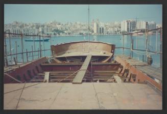 Yacht "Atlantide" at Manoel Island Yacht Yard (Malta) -  deck and forepeak steel assemble.