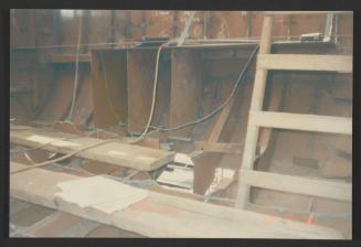 Yacht "Atlantide" at Manoel Island Yacht Yard (Malta) -  major steel repairs nearing completion.