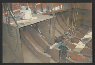 Yacht "Atlantide" at Manoel Island Yacht Yard (Malta) -  major steel repairs nearing completion.