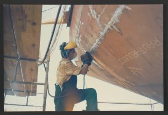 Yacht "Atlantide" at Manoel Island Yacht Yard (Malta) -  bow section nearing completion.