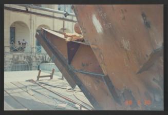 Yacht "Atlantide" at Manoel Island Yacht Yard (Malta) -  bow section nearing completion.