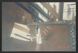 Yacht "Atlantide" at Manoel Island Yacht Yard (Malta) -  streak A aft port section. A 1933 stamp was found on the keel bar in this area.