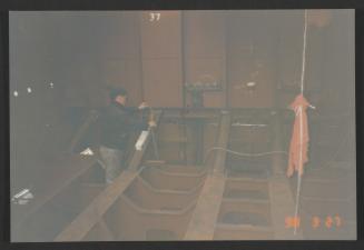 Yacht "Atlantide" at Manoel Island Yacht Yard (Malta) -  welding works by Novel on engine room bulkhead number 33. the lower part of this bulk head was kept and not changed.