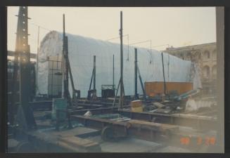 Yacht "Atlantide" under cover on slipway no4  at Manoel Island Yacht Yard (Malta).