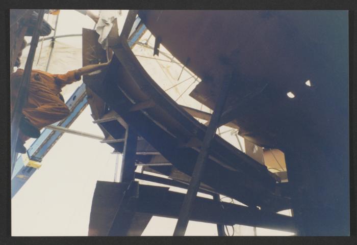 Yacht "Atlantide" under cover on slipway no4  at Manoel Island Yacht Yard (Malta).
