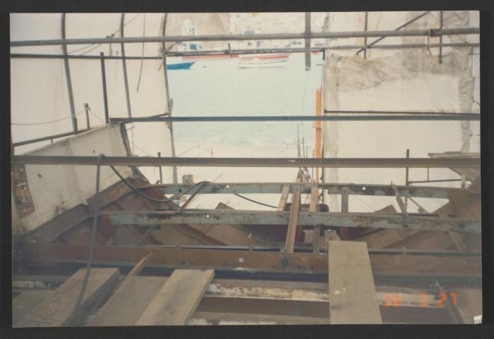 Yacht "Atlantide" under cover on slipway no4  at Manoel Island Yacht Yard (Malta).