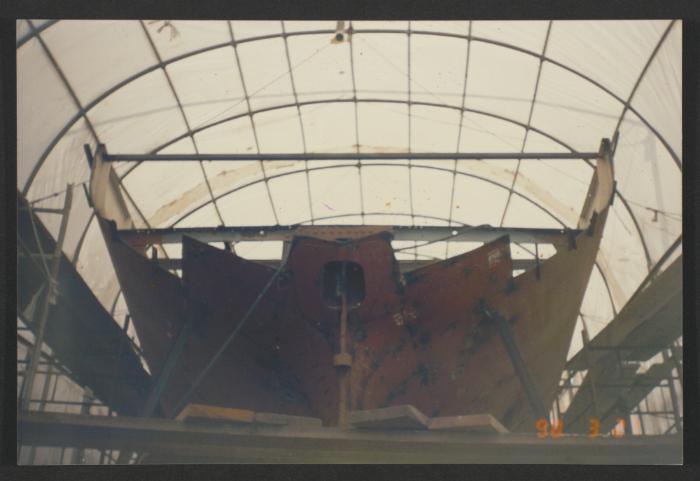 Yacht "Atlantide" under cover on slipway no4  at Manoel Island Yacht Yard (Malta).