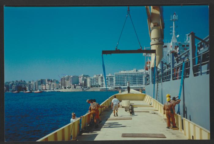 Yacht "Atlantide" at Manoel Island Yacht Yard (Malta) -  lifting operation.