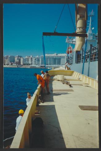 Yacht "Atlantide" at Manoel Island Yacht Yard (Malta) -  lifting operation.