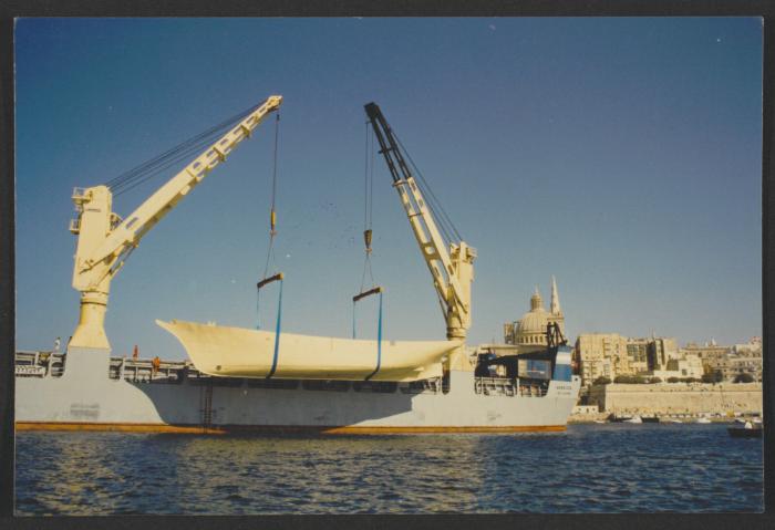 Yacht "Atlantide" at Manoel Island Yacht Yard (Malta) -  lifting operation.