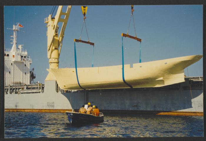 Yacht "Atlantide" at Manoel Island Yacht Yard (Malta) -  lifting operation.