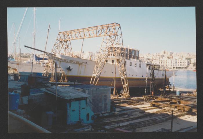 "Atlantide" on the Slipway at Manoel Island Yacht Yard (Malta)