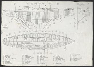 Sailing Boat Detailed drawing showing parts names